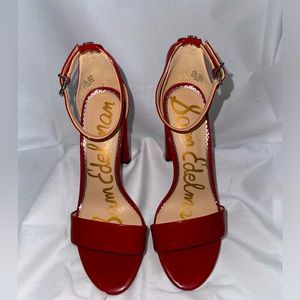 Red heels with ankle strap